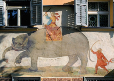 Fresko am Hotel Elephant in Brixen, Südtirol (Italien)