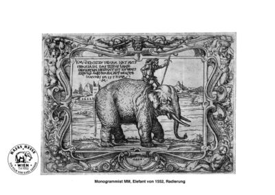 Radierung: Elefant von 1552, Monogrammist MM